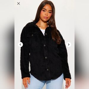 Feels Like Fall Sherpa Shacket - Black
